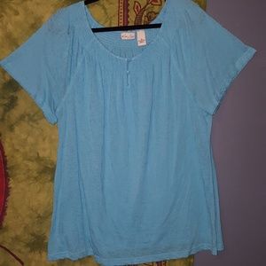 Kim Rogers Sky blue short sleeved peasant top